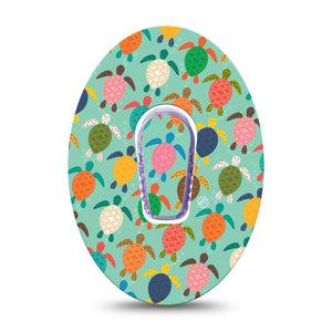 ExpressionMed Sea Turtles Dexcom G6 Tape, Single Tape and Single Sticker Colorful Turtle Shells Themed, Plaster Continuous Glucose Monitor Design