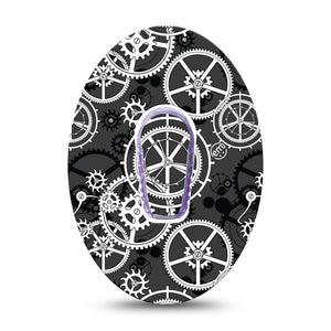 ExpressionMed Mechanisms Dexcom G6 Tape, Single, Machine Gear Themed Design with center sticker