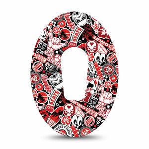 Sticker Bomb Dexcom G6 Adhesive Tape, Single, Sticker inspired design CGM Adhesive patch