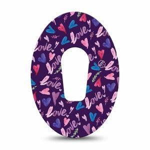 Watercolor Love Dexcom G6 Adhesive Tape, Single, Valentine's Day Theme Design, Heart and Love
