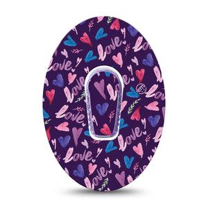 Watercolor Love Dexcom G6 Adhesive Tape, Single Tape and Sticker, Valentine's Day Theme Design, Heart and Love