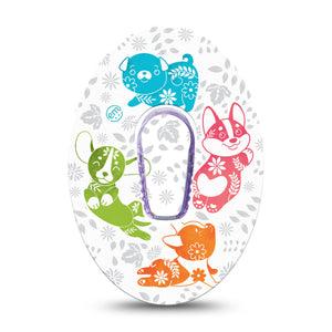 ExpressionMed Gooseberry Puppies Dexcom G6 Adhesive Patch, Single Sticker and Tape, Pyrex Puppy Themed CGM Adhesive Tape Design