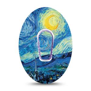 ExpressionMed Starry Nights  Dexcom G6 Tape Single Tape and Single Sticker Classical Painting Inspired, Plaster Continuous Glucose Monitor Design