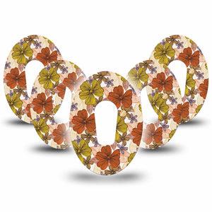 Burnt Orange Floral Dexcom G6 Adhesive, 5-Pack, Orange and Yellow Floral CGM Design
