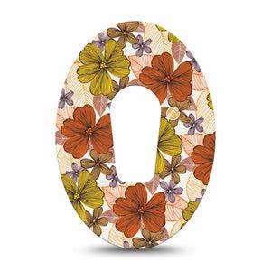 Burnt Orange Floral Dexcom G6 Adhesive, Single Tape, Orange and Yellow Floral CGM Design