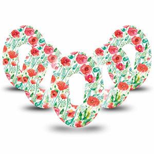 Wild Poppies Dexcom G6 Adhesive Tape, 5-Pack, Floral CGM Adhesive Patch Design