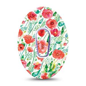 Wild Poppies Dexcom G6 Adhesive Tape, Single, Floral CGM Adhesive Patch Design