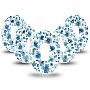 Sapphire Petals Dexcom G6 Tape, 5-Pack, Blue Floral CGM Adhesive Patch Design