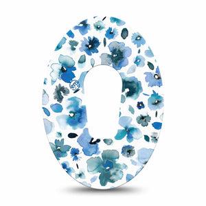 Sapphire Petals Dexcom G6 Tape, Single, Blue Floral CGM Adhesive Patch Design