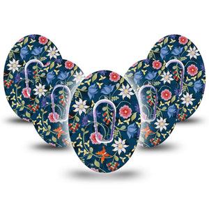 ExpressionMed Floral Folklore Dexcom G6 Tape, 5-Pack Tapes and Stickers, Butterfly and Flowers Themed, CGM, Plaster Patch Design