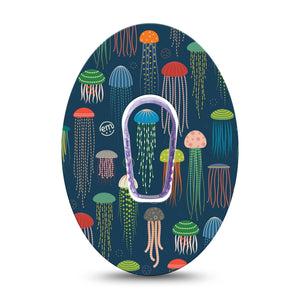 ExpressionMed Just Jellies Dexcom G6 Tape, Sea Creatures Themed, Adhesive Tape Design with center sticker