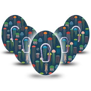 ExpressionMed Just Jellies Dexcom G6 Tape, Sea Creatures Themed, Adhesive Tape Design with center stickers