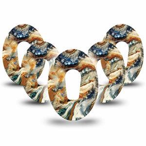 Sea in a Storm Dexcom G6 Adhesive, 5-Pack, Water Beach Themed Design Breathable CGM Tape