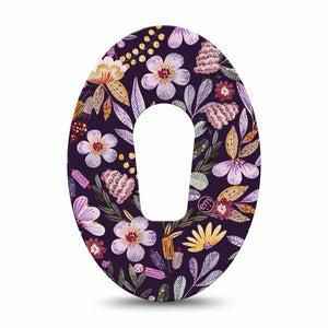 ExpressionMed Moody Blooms Dexcom G6 Adhesive Tape, Single, Purple Floral Design, Waterproof CGM Adhesive Patch