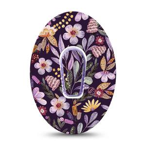 ExpressionMed Moody Blooms Dexcom G6 Adhesive Tape, Single, Purple Floral Design, Waterproof CGM Adhesive Patch