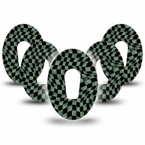 ExpressionMed Green & Black Checkerboard Dexcom G6 Tape, 5-Pack, Black Checkered Inspired, CGM, Plaster Patch Design