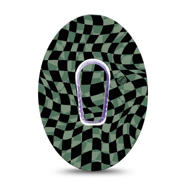 ExpressionMed Green & Black Checkerboard Dexcom G6 Tape, Black and Green Mixed Inspired, CGM, Adhesive Patch Design Single Tape and Sticker