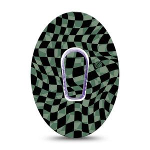 ExpressionMed Green & Black Checkerboard Dexcom G6 Tape, Black and Green Mixed Inspired, CGM, Adhesive Patch Design Single Tape and Sticker
