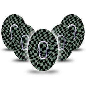 ExpressionMed Green & Black Checkerboard Dexcom G6 Tape, 5-Pack Tape and Sticker, Black Checkered Inspired, CGM, Plaster Patch Design