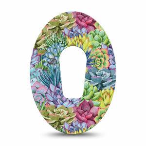 Blue Succulents Dexcom G6 Tape, Single, Wild Florals Inspired, CGM Fixing Ring Design