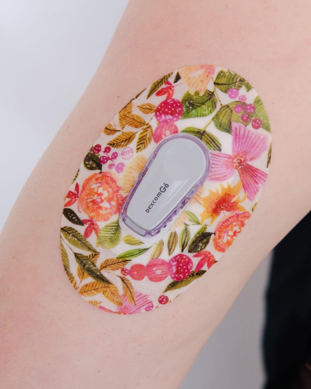 ExpressionMed Floral Strokes Variety Pack Dexcom G6 Tape, Single Tape, Arm Wearing Floral Themed CGM Adhesive Patch Design