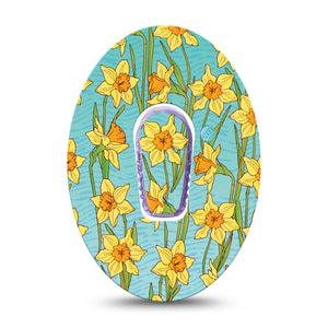 Daffodils Dexcom G6 Tape, Single, Spring Florals Inspired, CGM Plaster Patch Design with Center Sticker
