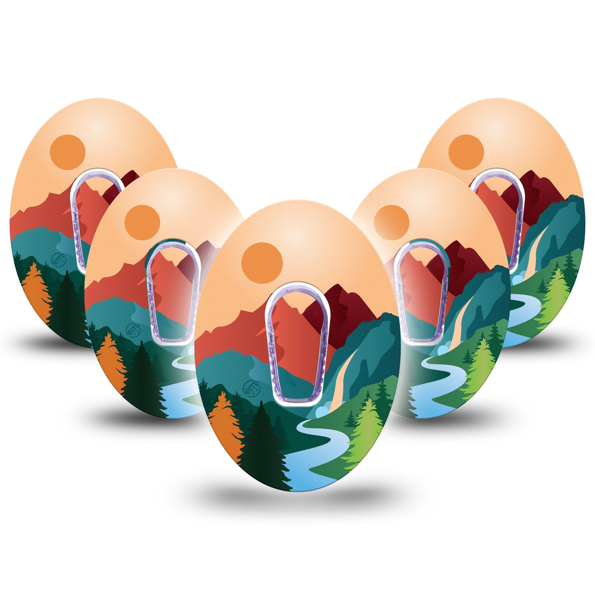 ExpressionMed National Parks Dexcom G6 Tape, 5-Pack, Sun Rise Inspired, CGM Patch Design with center stickers