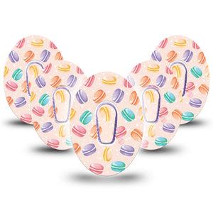 ExpressionMed Macarons Dexcom G6 Tape, 5-Pack, Light Cookie Themed, CGM Overlay Patch Design with Center Stickers