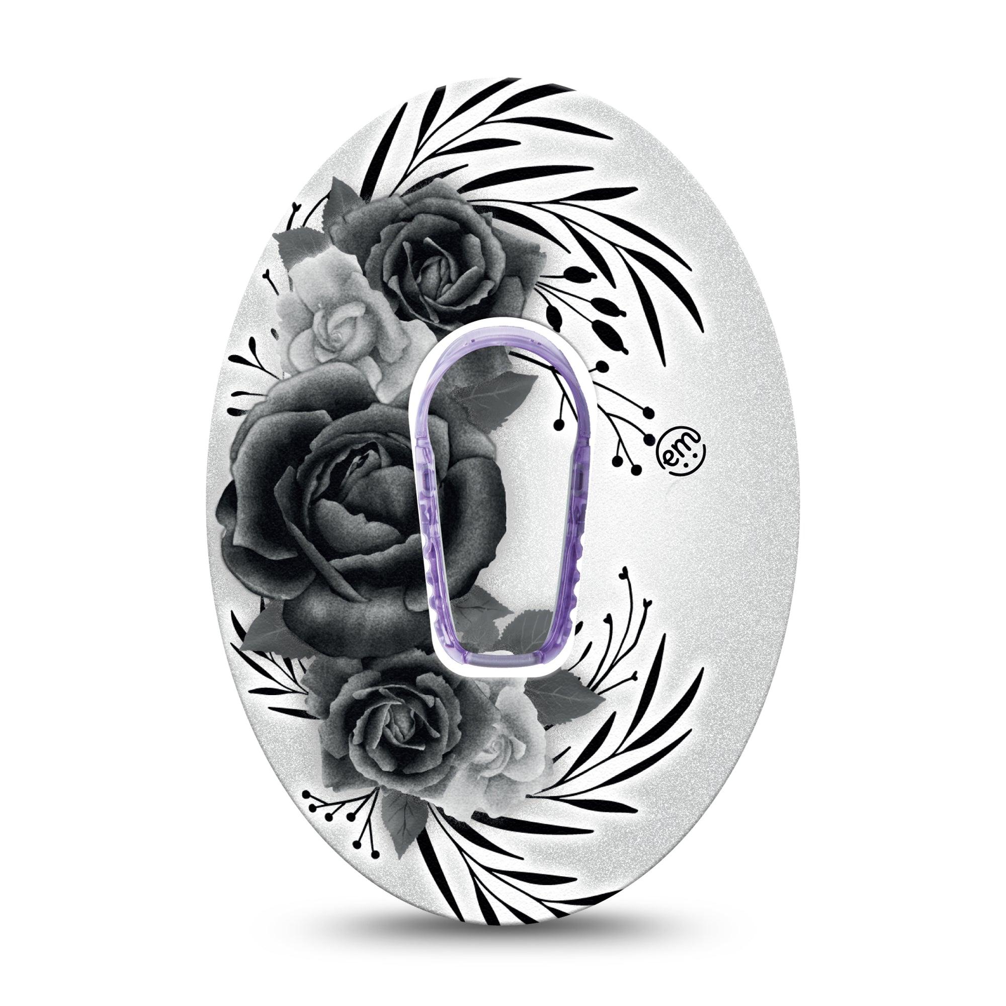 ExpressionMed Tattoo Rose Dexcom G6 Tape, Dexcom Stelo Glucose Biosensor System, Single Tape and Single Sticker, National Classic Tattoo Inspired, Patch Continuous Glucose Monitor Design