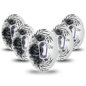 ExpressionMed Tattoo Rose Dexcom G6 Tape, Dexcom Stelo Glucose Biosensor System, 5-Pack Tape and 5-Pack Sticker, Roses Tattoo Inspired, Patch Continuous Glucose Monitor Design