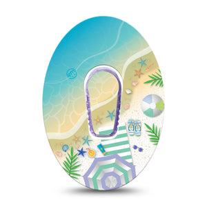 ExpressionMed Relaxing Beach Dexcom G6 Tape, Single, Beach Trip Inspired, CGM Overlay Patch Design with center sticker