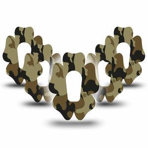 ExpressionMed Camo Dexcom G6 Flower Shape Tape 5-Pack Tape Urban Camouflage Adhesive Patch Continuous Glucose Monitor Design