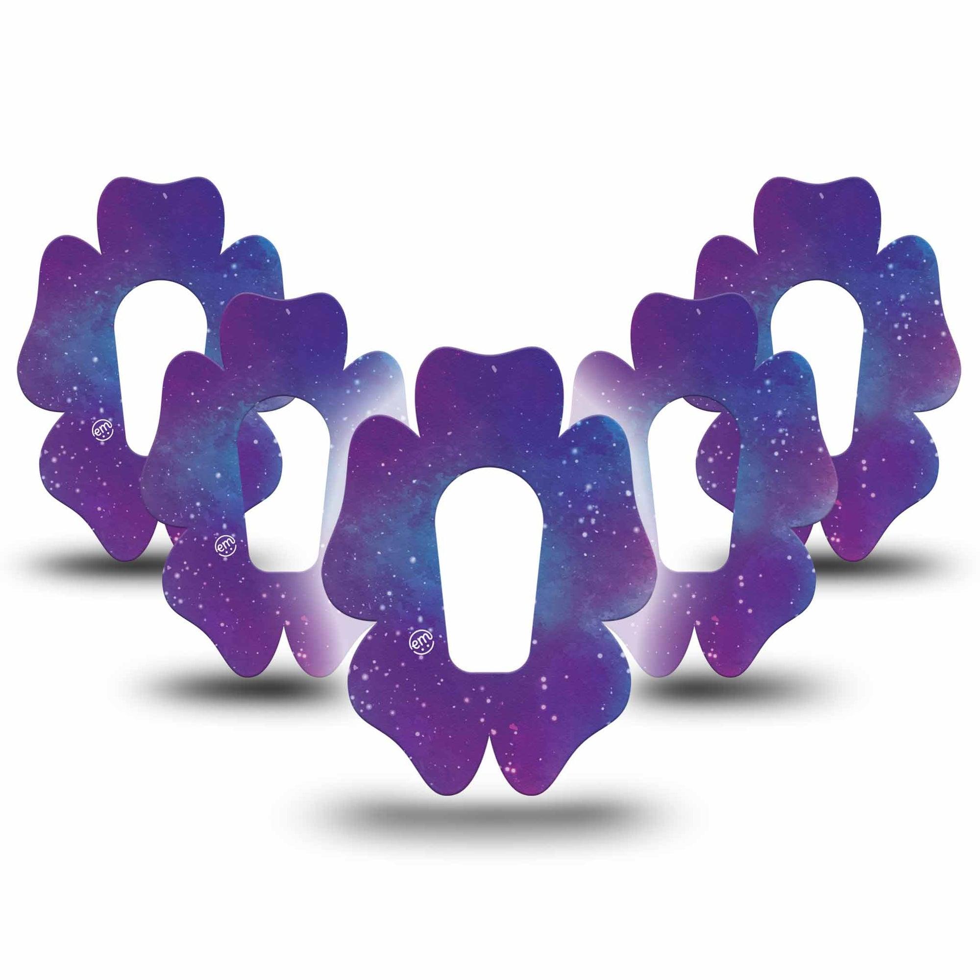 ExpressionMed Galaxy Dexcom G6 Flower Shape Tape 5-Pack Tape Galactic Scene Adhesive Patch Continuous Glucose Monitor Design