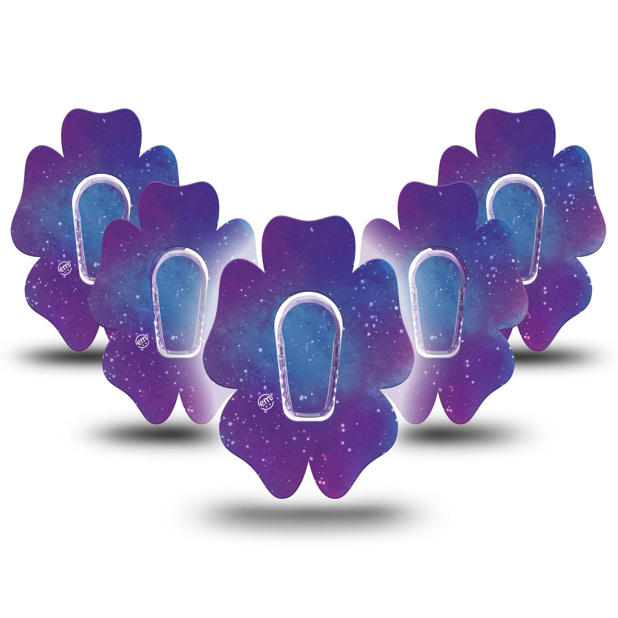 ExpressionMed Galaxy Dexcom G6 Flower Shape Tape 5-Pack Tape and 5-Pack Sticker Starry Galaxy Adhesive Patch Continuous Glucose Monitor Design