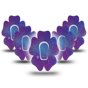 ExpressionMed Galaxy Dexcom G6 Flower Shape Tape 5-Pack Tape and 5-Pack Sticker Starry Galaxy Adhesive Patch Continuous Glucose Monitor Design