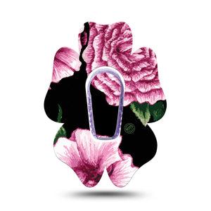 ExpressionMed Intricate Floral Dexcom G6 Flower Shape Tape Single Tape and Single Sticker Artistic Blossoms, Adhesive Patch Continuous Glucose Monitor Design