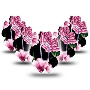 ExpressionMed Intricate Floral Dexcom G6 Flower Shape Tape 5-Pack Tape and 5-Pack Sticker Lush Arrangements, Adhesive Patch Continuous Glucose Monitor Design