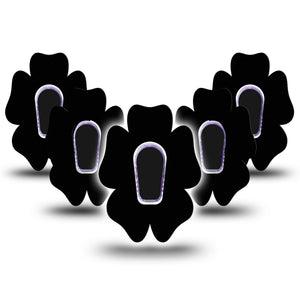 ExpressionMed Black Flower Dexcom G6 Tape, 5-Pack, Pitch Black Flower Inspired, CGM Adhesive Patch Design with Center Stickers