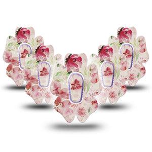 ExpressionMed Ethereal Spring Dexcom G6 Flower Shape 5-Pack Floating Petals Plaster Continuous Glucose Monitor Design with center stickers