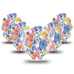 ExpressionMed Stylised Floral Dexcom G6 Flower Shape 5-Pack Tape 5-Pack Sticker Artistic Bouquets Plaster Continuous Glucose Monitor Design