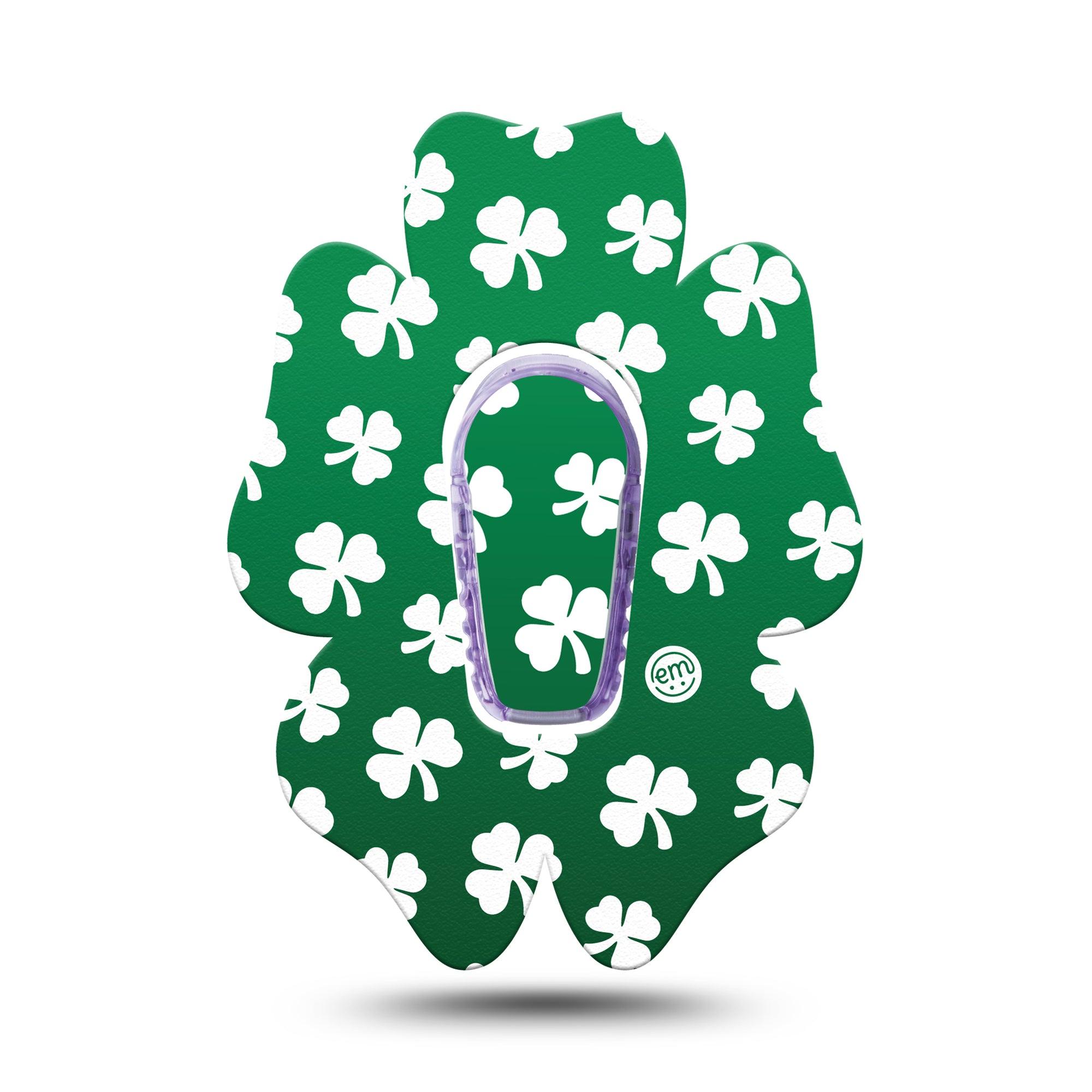 ExpressionMed Shamrock Dexcom G6 Flower Shape Tape Single Tape and Single Sticker Disco Like Pattern, Adhesive Patch Continuous Glucose Monitor Design