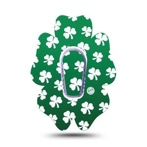 ExpressionMed Shamrock Dexcom G6 Flower Shape Tape Single Tape and Single Sticker Disco Like Pattern, Adhesive Patch Continuous Glucose Monitor Design