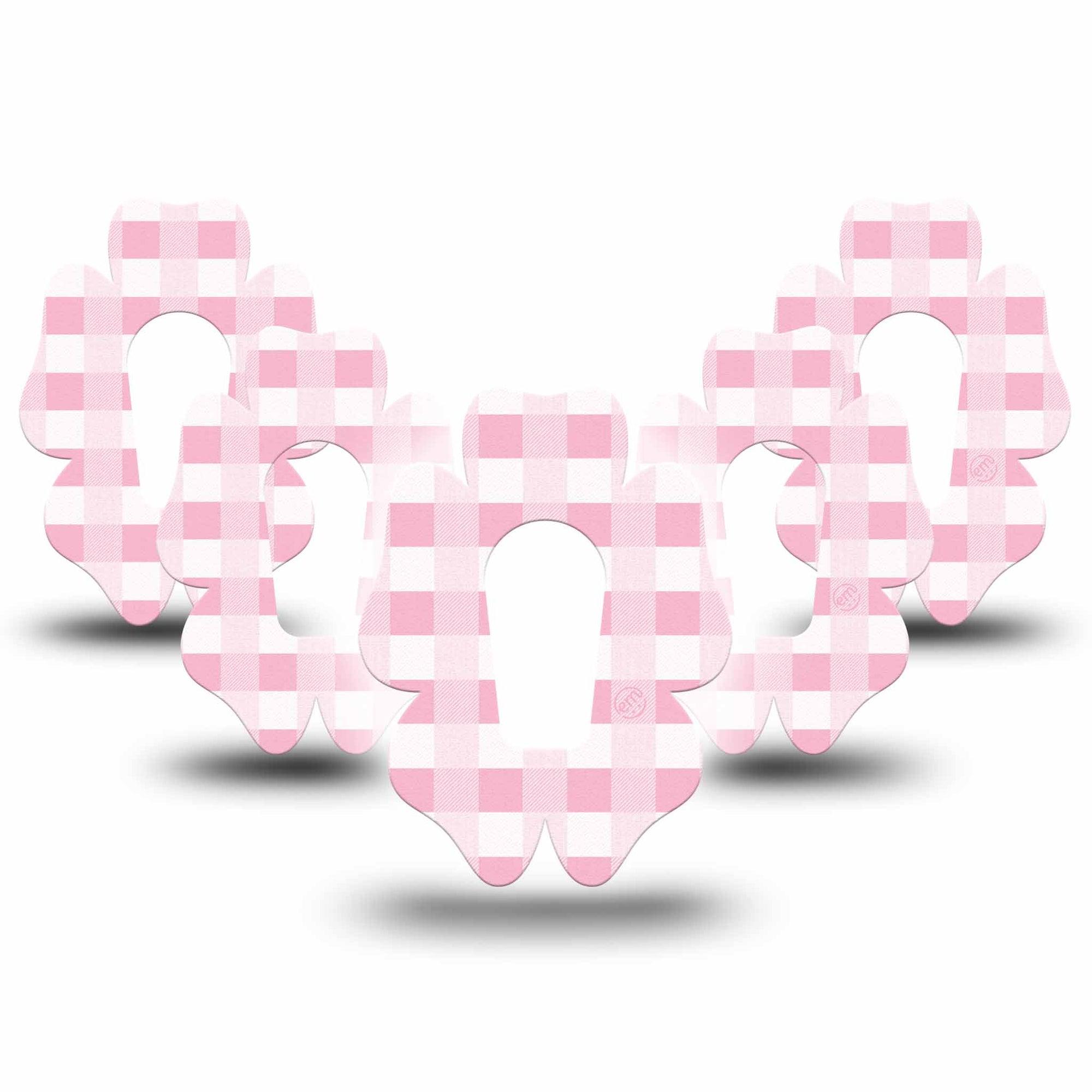 ExpressionMed Pink Gingham Dexcom G6 Flower Shape Tape 5-Pack Tape Pink Checks, Adhesive Patch Continuous Glucose Monitor Design