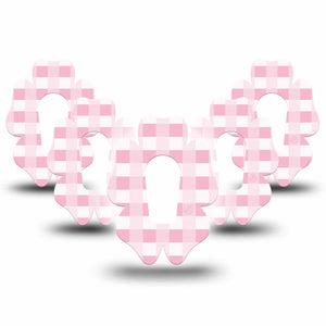 ExpressionMed Pink Gingham Dexcom G6 Flower Shape Tape 5-Pack Tape Pink Checks, Adhesive Patch Continuous Glucose Monitor Design