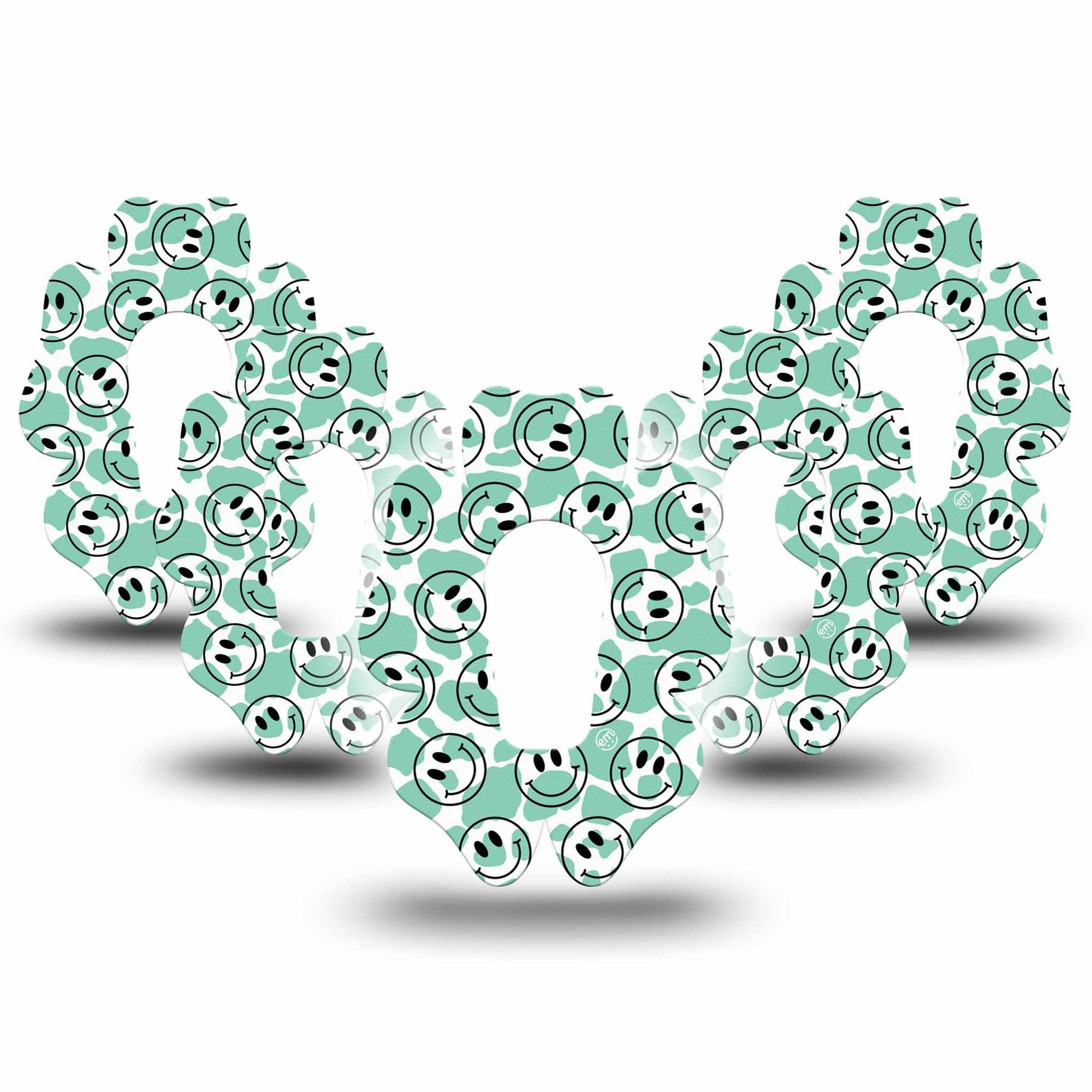 ExpressionMed Happy Cow Print Dexcom G6 Flower Shape Tape 5-Pack Tape Cheerful Bovine,  Adhesive Patch Continuous Glucose Monitor Design