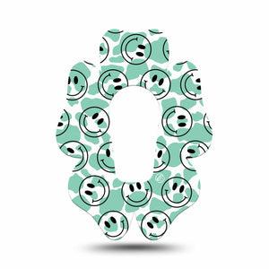 ExpressionMed Happy Cow Print Dexcom G6 Flower Shape Tape Single Tape Cheerful Bovine, Adhesive Patch Continuous Glucose Monitor Design