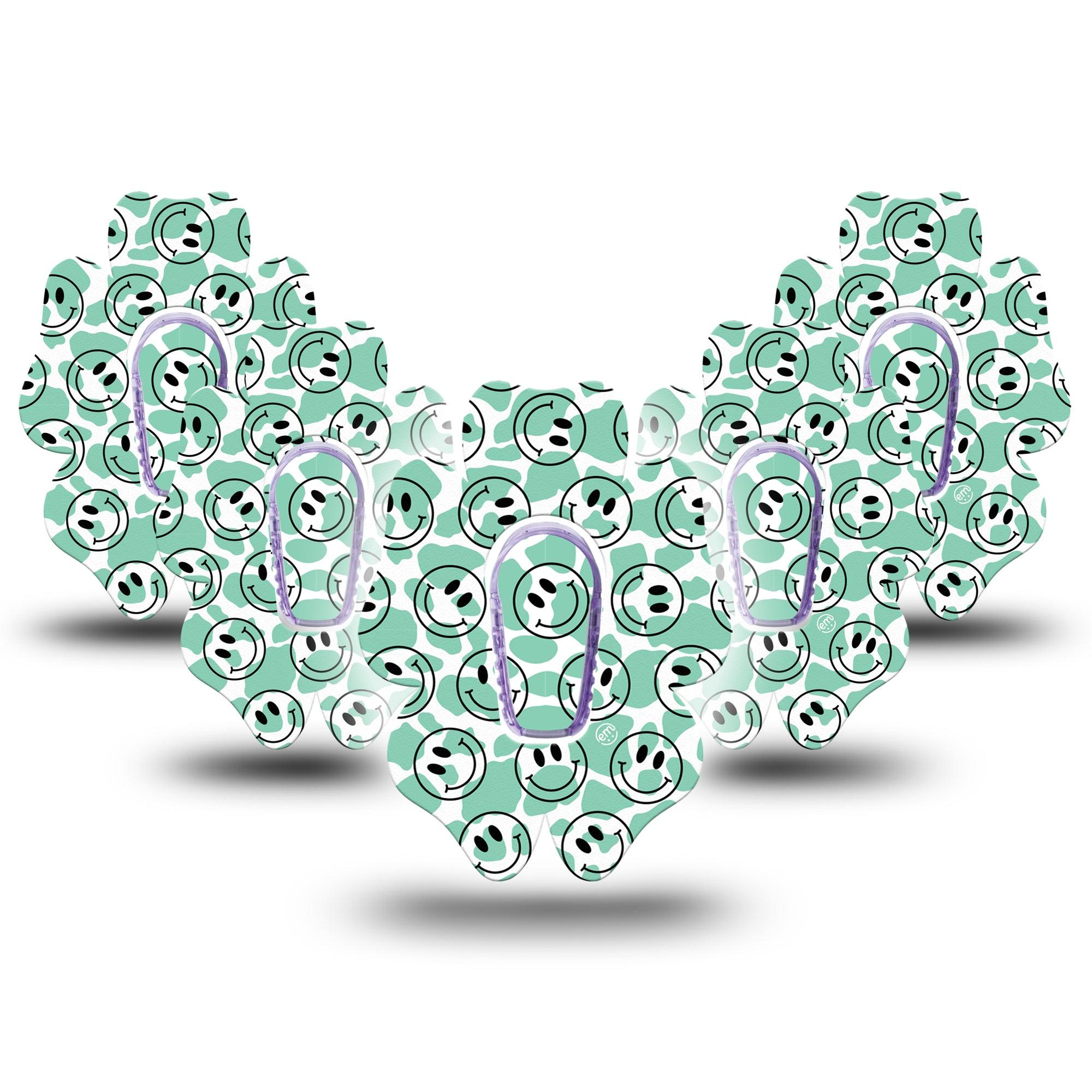 ExpressionMed Happy Cow Print Dexcom G6 Flower Shape Tape 5-Pack Tape & 5-Pack Sticker Laughing Cow,  Adhesive Patch Continuous Glucose Monitor Design