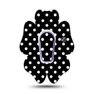 ExpressionMed Black and White Polka Dots G6 Flower, Single Tape and Single Sticker, Polka Dot Fashion, CGM Adhesive Patch Design