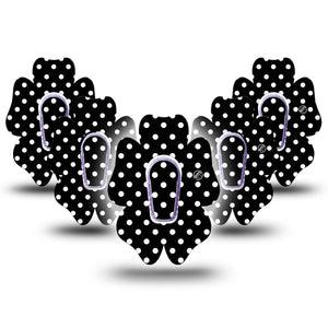 ExpressionMed Black and White Polka Dots G6 Flower, 5-Pack Tape and 5-Pack Sticker, Polka Dot Fashion, Continuous Glucose Monitor, Adhesive Patch Design