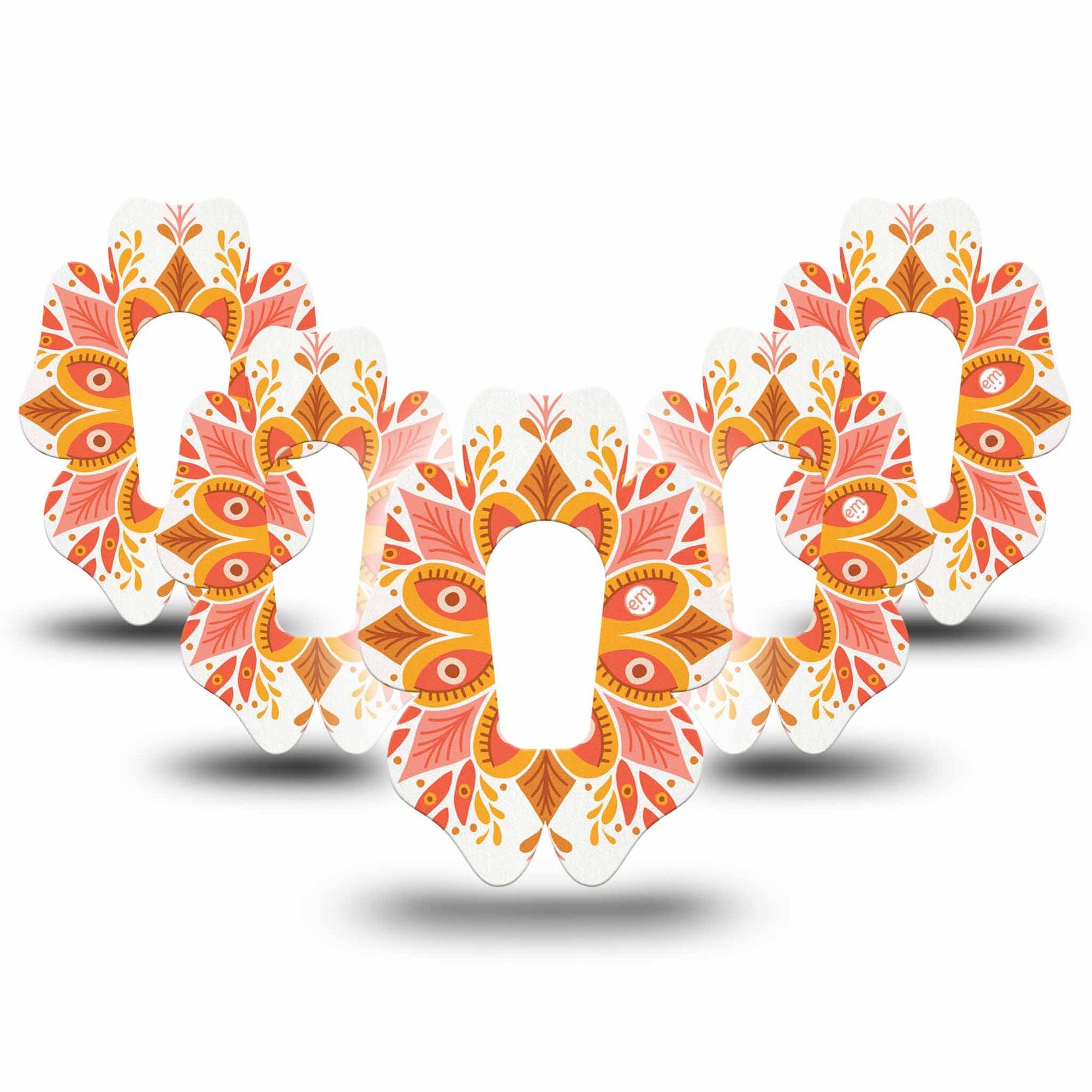 ExpressionMed Psychedelic Mandala G6 Flower 5-Pack, Digital Illustration Design, CGM Fixing Ring Tape Design
